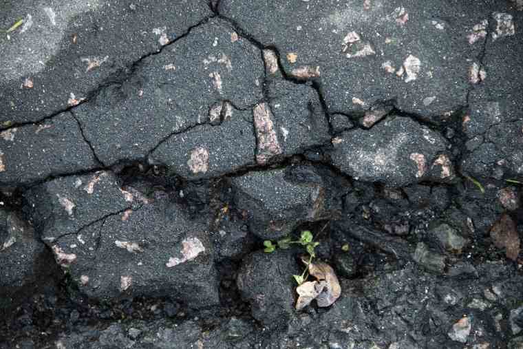 cracks in road surface