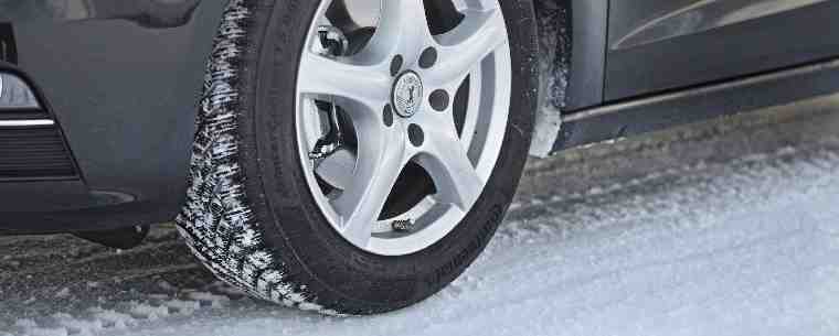 car tyre on a snow covered road
