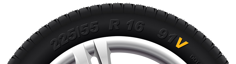 speed rating highlight on tyre sidewall