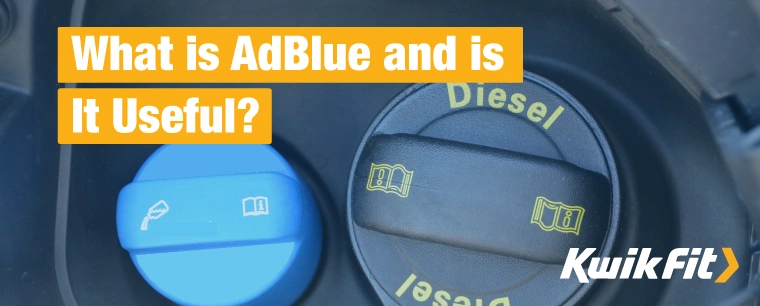 Light blue AdBlue cap next to the diesel fuel filler cap on a car manufactured after 2006.