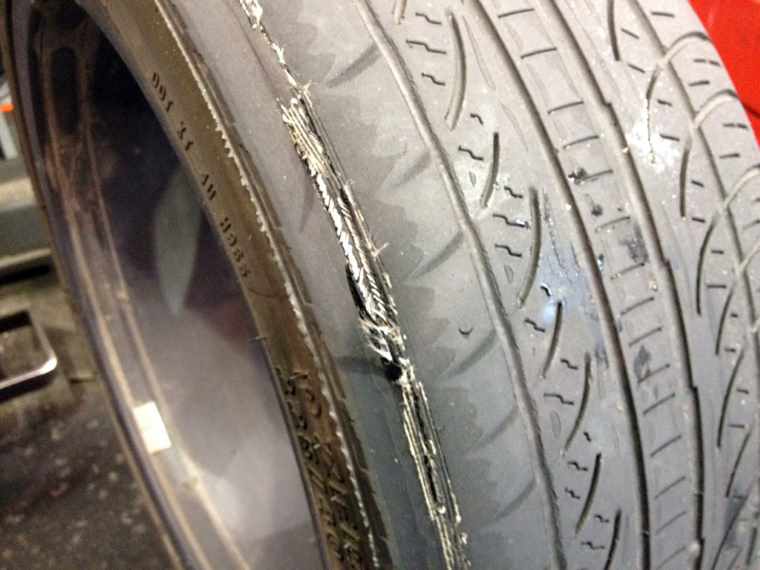 worn out tyre tread