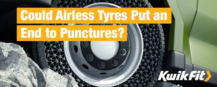 Animated image of a car with an airless tyre.