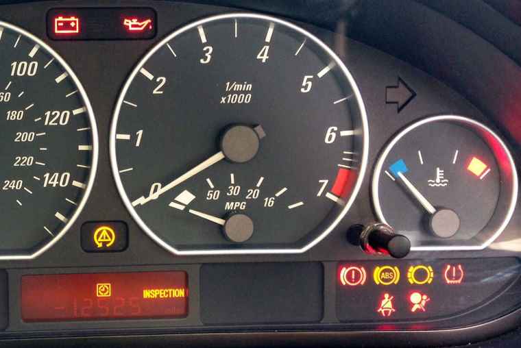 vehicle speedometer and dashboard lights
