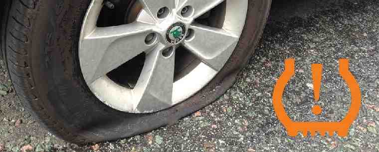 Flat tyre with TPMS warning