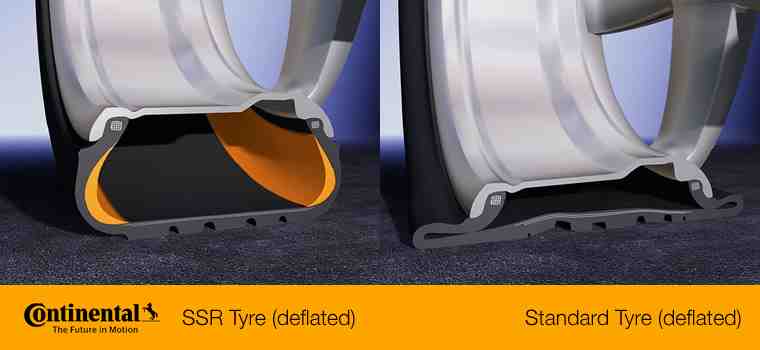 Continental SSR tyre versus conventional run flat