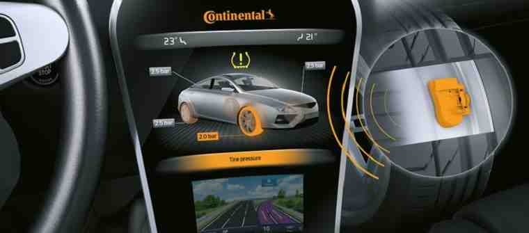 TPMS system on car dashboard