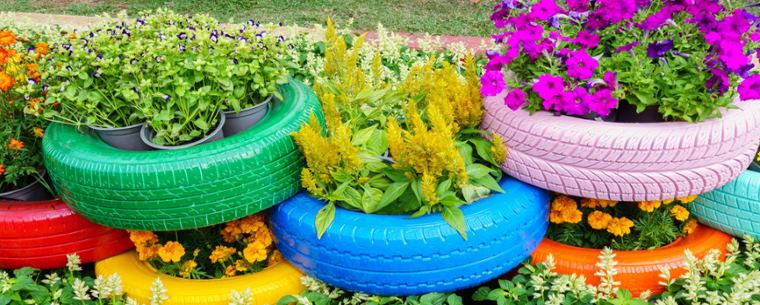 Boost Your Ideas Of Old Tires Car With Colorful Paint On A Playground Tire Playground Kids Playground Backyard Playground