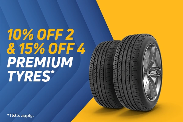 15% off 4 Premium Tyres