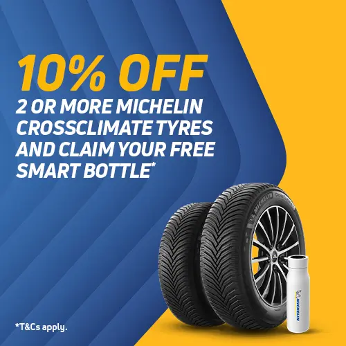 10% Off 2 or more Michelin CrossClimate tyres plus claim a free Smart Bottle