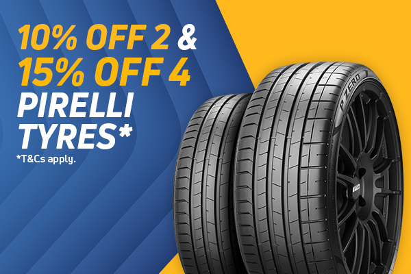 15% off 4 Pirelli Tyres