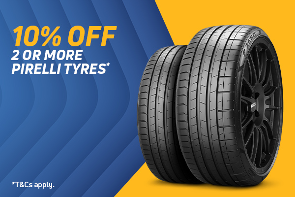 10% off 2 or more Pirelli Tyres