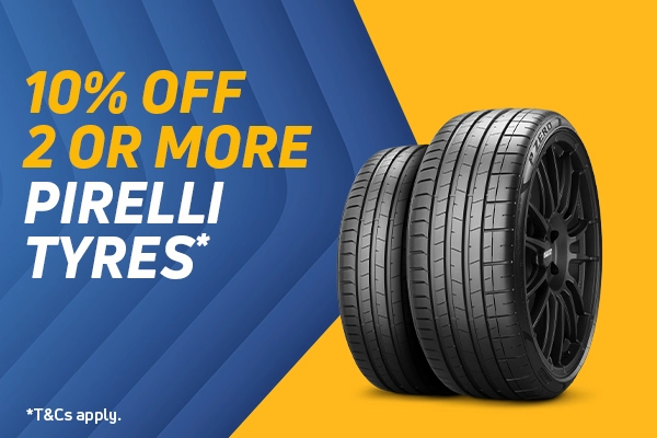 10% off 2 Pirelli Tyres