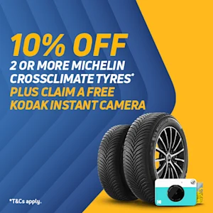 10% Off 2 or more Michelin CrossClimate tyres plus claim a free Kodak Instant Camera