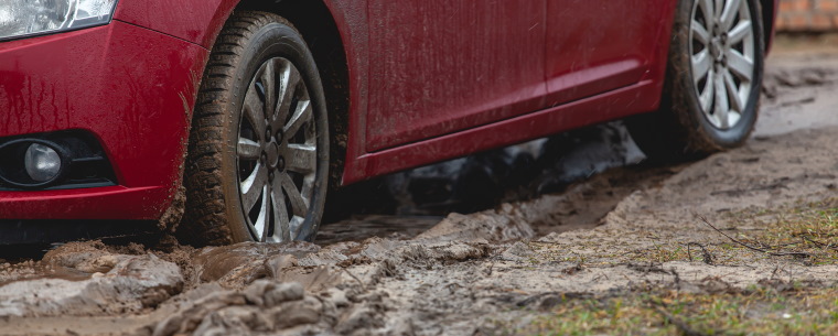 Car stuck in the mud