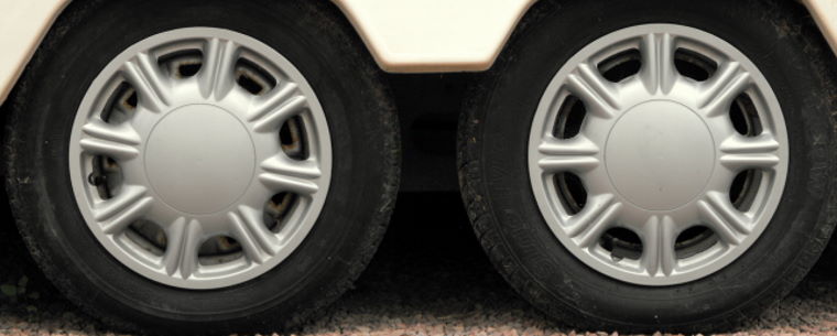 Close up caravan tyres
