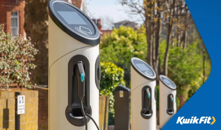 An EV smart charging station in a typical UK street.