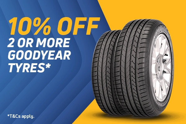 10% off 2 or more Goodyear Tyres