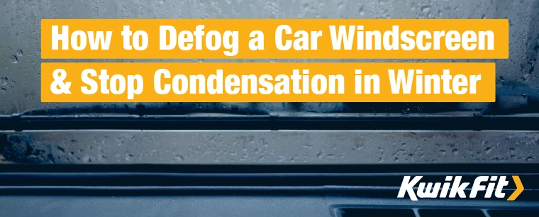 A foggy car windscreen dripping with condensation in winter.