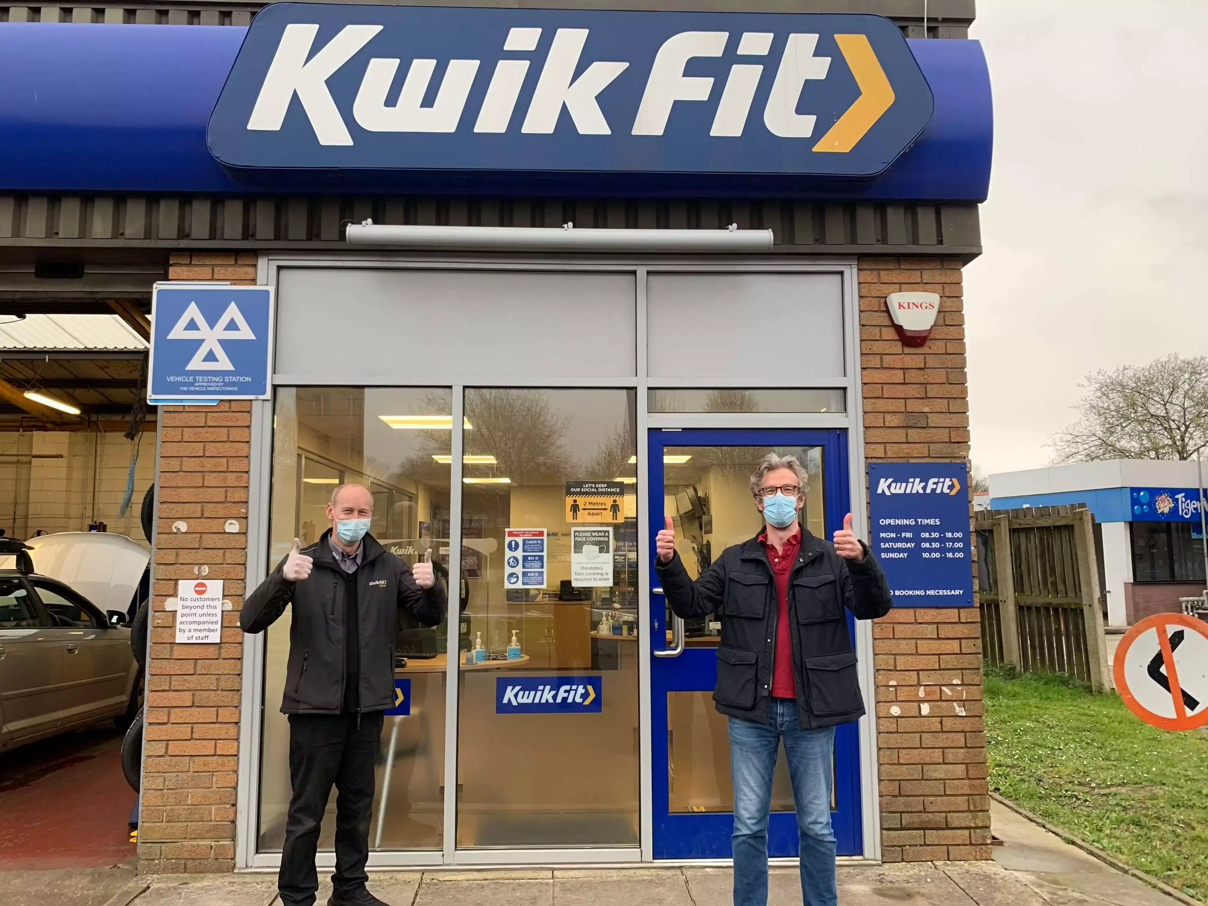 Continental Win Your Tyres Back Winner, Chris Richardson outside one of our Kwik Fit centres.