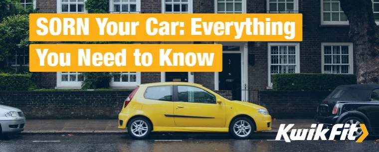 Blog banner image, yellow car parked on the street in front of a typical London street.