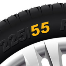An up close vector image of a tyre with writing on it which includes the writing 225/55 R16 91V