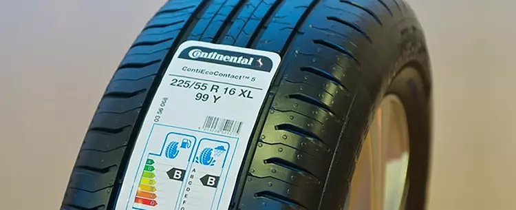 Tyre showing EU tyre label 