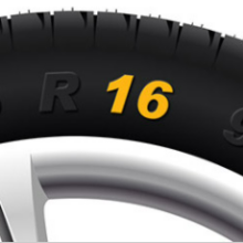 An up close vector image of a tyre with writing on it which includes the writing 225/55 R16 91V