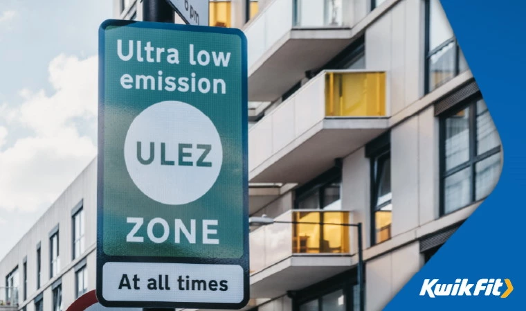 Sign showing that rules of the ultra low emissions zone apply at all times within the area.